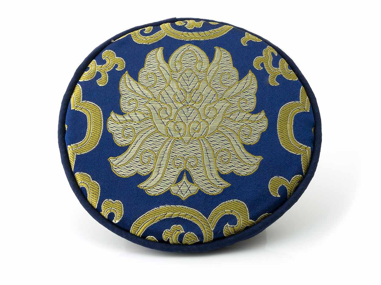 Pad Ø 13 cm für mittelgroße Klangschalen, blau / gold Lotus