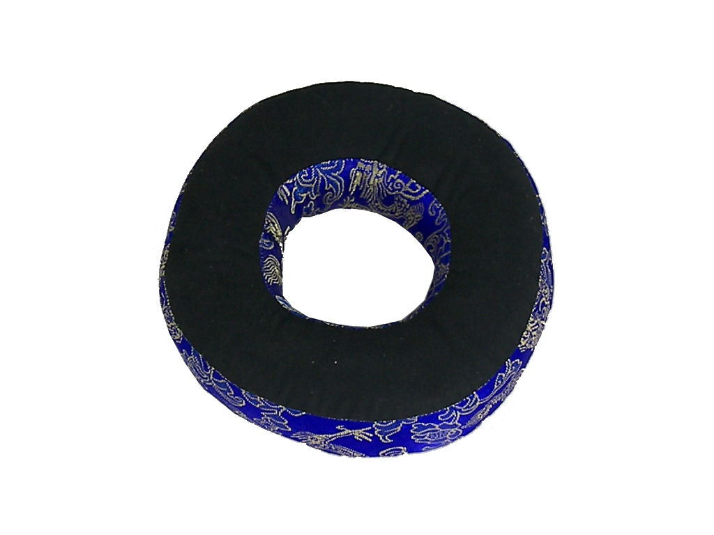 Ring für Klangschalen schwarz mit Drachenmuster blau/Draufsicht
