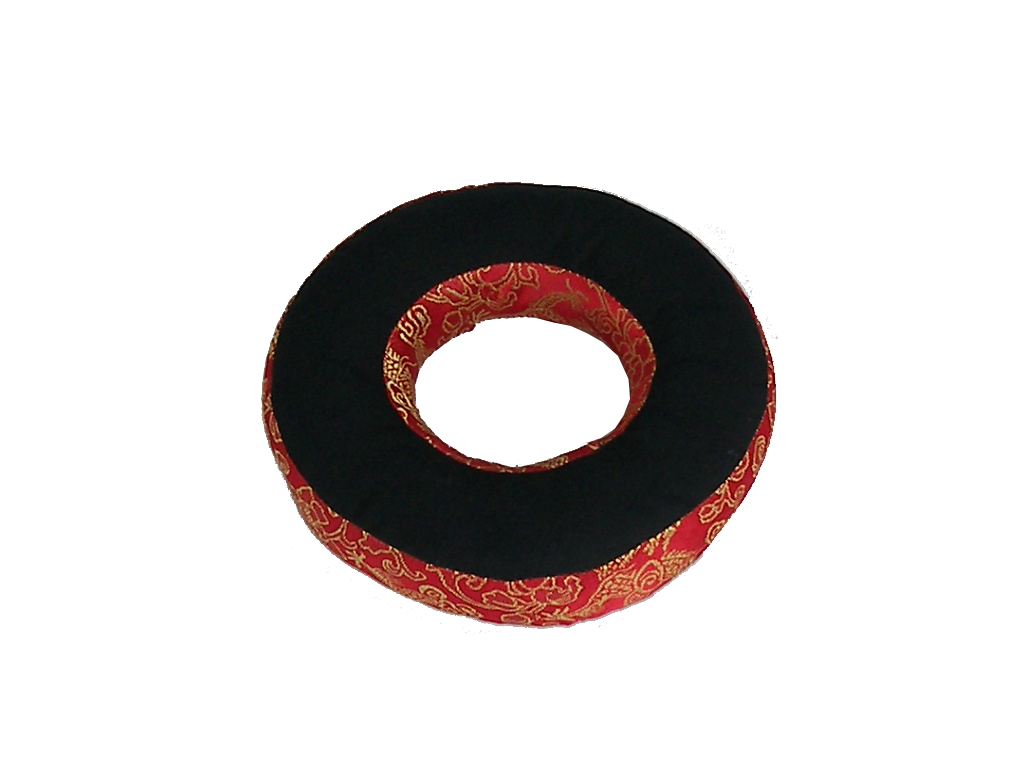 Ring für Klangschalen schwarz mit Drachenmuster rot Draufsicht