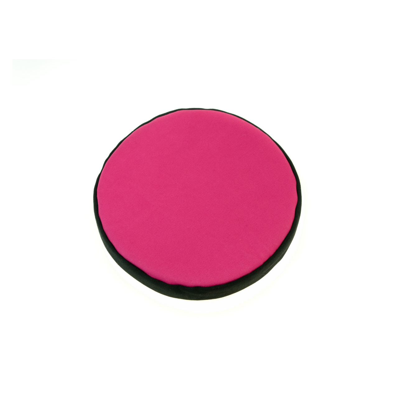 Rundes Kissen für Klangschale pink mit schwarzer Borte Durchmesser 15 cm