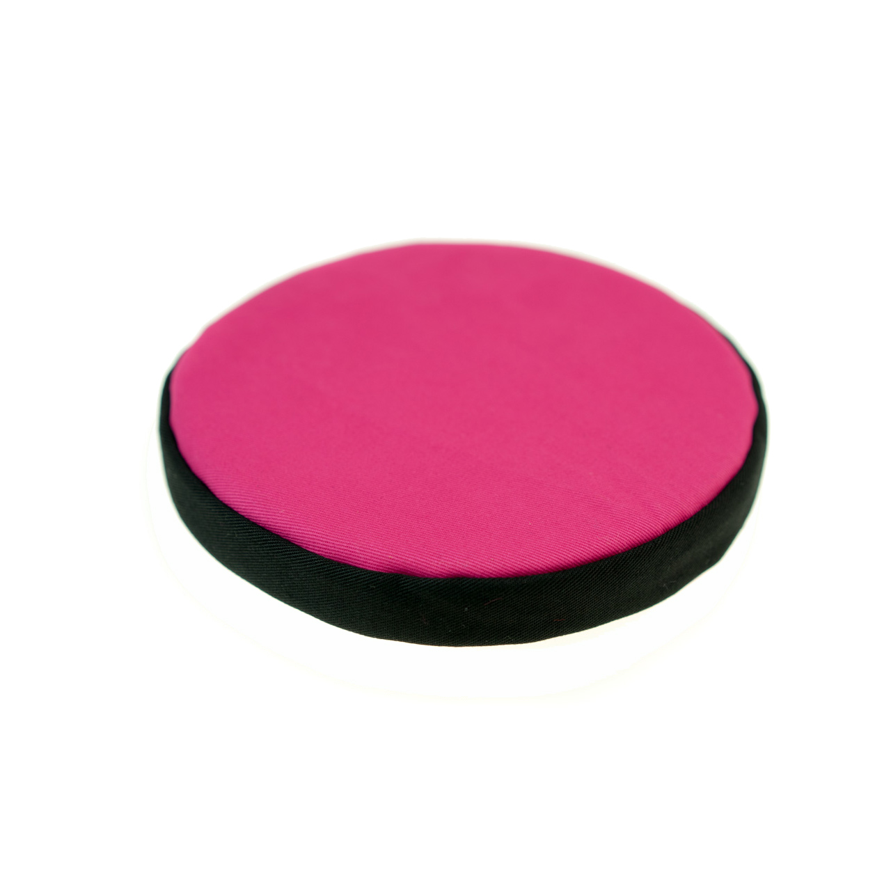 Rundes Kissen für Klangschale pink mit schwarzer Borte Durchmesser 15 cm