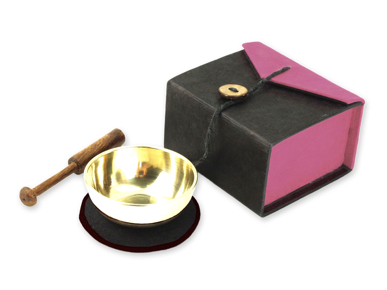 Miniklangschale mit pinkfarbener Box